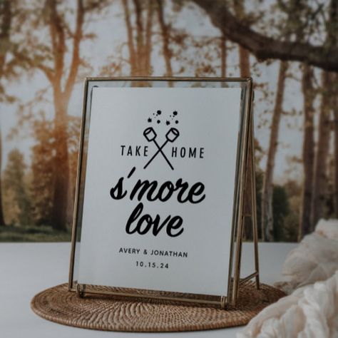 $11.25 | S'more Love Wedding Favor Sign - take home s'more love, rustic, smores, party, reception, fall, favors, wedding, engagement party, favor sign Wedding Favors For Guests Smores, S’mores Wedding Gift, S’mores Decorations, Smore Love Wedding Favors, S’more Love Wedding Favor, S’more Bar For Wedding, Elopement Wedding Favors, Smore Wedding Favours, S’mores Favors