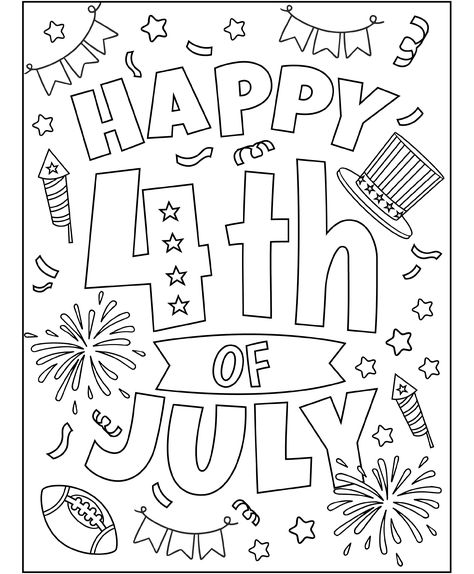 22 Free 4th of July Coloring Pages - So Festive! 4th Of July Coloring Pages, July Coloring Pages, Fourth Of July Crafts For Kids, July Colors, 4th July Crafts, Preschool Arts And Crafts, Fourth Of July Decor, Detailed Coloring Pages, Club America