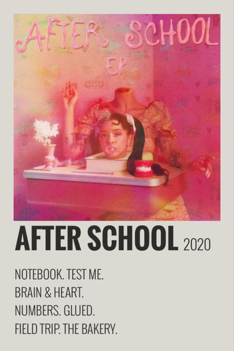 polaroid poster After School Ep, Melanie Martinez Music, Melanie Martinez Songs, Melanie Martinez Drawings, Minimalist Music, School Songs, Music Poster Ideas, Vintage Music Posters, Ep Album