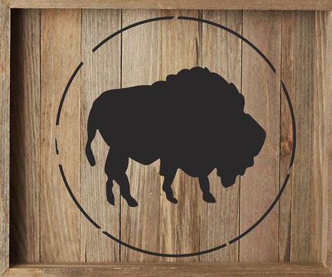 Buffalo Brand Stencil. This listing is for a REUSABLE STENCIL as in photo #2. Get your favorite paint colors ready to create something special like Marty did! ★Your stencil will ship out within 5 business days USPS or earlier. FREE Domestic Shipping on orders $35.00 or more! BUY from the most Buffalo Stencil, Western Stencils, Wedding Stencils, Western Signs, Monogram Stencil, Stencil Wall, Stencil Design, Tile Stencil, Stenciled Floor