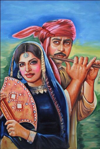 Heer Ranjha-example of a Punjabi shot we can recreate Sohni Mahiwal, Heer Ranjha, Pakistan Art, Punjabi Culture, Saree Painting Designs, Folk Stories, Urdu Novel, Figure Sketching, Indian Folk Art