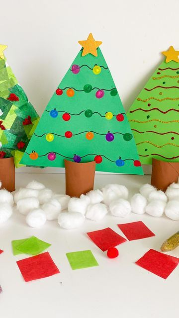 Kids Craft and Learning Page on Instagram: "Paper Christmas Trees 🎄❤️ follow @abcdeelearning for more kids crafts" Kids Art Ideas, Paper Christmas Trees, Christmas Art Projects, Preschool Christmas Crafts, Toddler Arts And Crafts, Christmas Arts And Crafts, 4 December, Christmas School, Christmas Tree Crafts