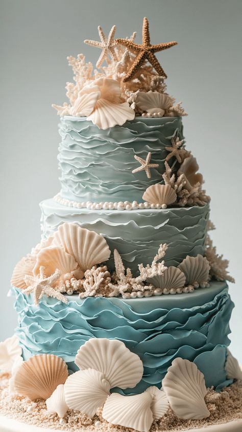 19 Th Birthday, Ocean Wedding Ideas, Hawaiian Wedding Cake, Paradise Wedding, Coral Decor, Ocean Wedding, Edible Glitter, Hawaiian Wedding, Tropical Foliage