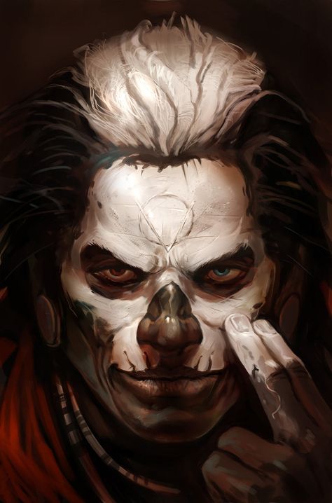 Warpaint - possibility for Rob Brother Voodoo, Helloween Wallpaper, Horror Artwork, Witch Doctor, Creepy Clown, A Clown, Makeup And Hair, 영감을 주는 캐릭터, Character Portraits