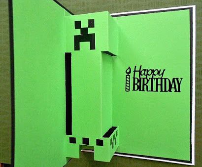 Minecraft Pop Up Card, Minecraft Card Ideas, Minecraft Birthday Cards Handmade, Minecraft Cards Handmade, Minecraft Dort, Minecraft Cards, Minecraft Card, Minecraft Birthday Card, Teacher Birthday Card