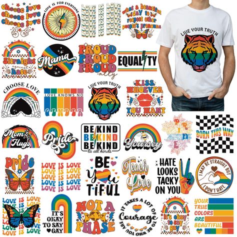 PRICES MAY VARY. Sufficient Quantity and Variety: the package includes a generous quantity of 30 rainbow iron on transfers for t shirts, providing you with a wide array of styles and designs to choose from; This abundance ensures that you have ample options for your creative projects, allowing for multiple applications and experimentation with different looks and themes; Whether creating a cohesive set of items or exploring diverse designs, the substantial quantity offers versatility and creativ Hat Diy, Pride Colors, Pride Day, Vinyl Heat Transfer, Creative Freedom, Heat Press Machine, Diy Hat, Press Machine, Lgbt Pride