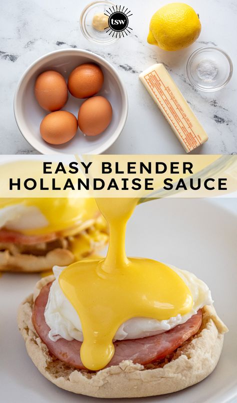 Blender Hollandaise Sauce, Savory Brunch Recipes, Gluten Free Brunch Recipes, Blender Hollandaise, Easy Hollandaise, Easy Hollandaise Sauce, Easy Eggs Benedict, Benedict Recipe, Side Dishes For Salmon