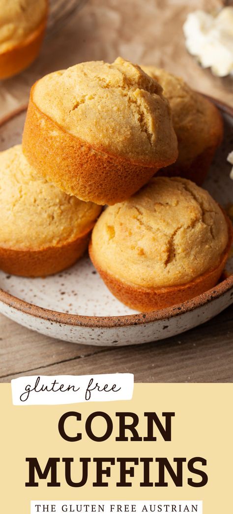 Nothing beats some freshly baked Gluten Free Corn Muffins on a chilly winter day served alongside a steaming hot bowl of chili or soup or as a side dish. This one-bowl recipe comes together in no time and makes 10-12 scrumptious gluten-free muffins. Gluten Free Cornbread Recipe Easy, Gluten Free Cornbread Muffins, Gluten Free Corn Muffins, Gluten Free Dairy Free Muffins, Gluten Free Cornbread Recipe, Honey Cornbread Muffins, Easy Cornbread Recipe, Bowl Of Chili, Best Gluten Free Bread