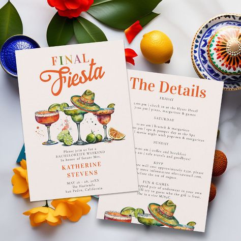 Final Fiesta Margaritas Bachelorette Weekend Invitation Mexican Bachelorette, Margarita Tequila, Margarita Party, Itinerary Invitation, Bachelorette Weekend Invitations, Tequila Cocktail, Tequila Margarita, Cocktail Shots, Party Bachelorette