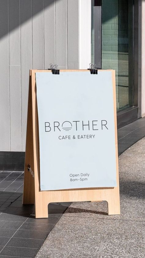 Brand Identity Design for Brother Cafe, A New Cafe In New Zealand That Serves Up Coffee And Good Times! Signboard Design, Paper Card Design, Cafe Signage, Coffee Signage, Coffee Shop Signs, Signage Board, Coffee Shop Branding, Cafe Posters, Small Business Signs