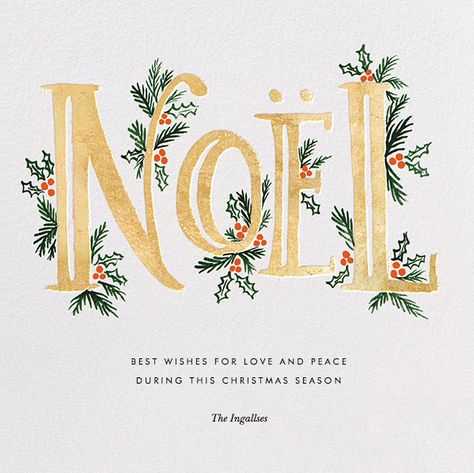 The Fir Noel Gold Rifle Paper Co. Noel Christmas Cards, Christmas Calligraphy, Paperless Post, Watercolor Christmas Cards, Christmas Lettering, Noel Christmas, Christmas Illustration, Christmas Watercolor, Xmas Cards