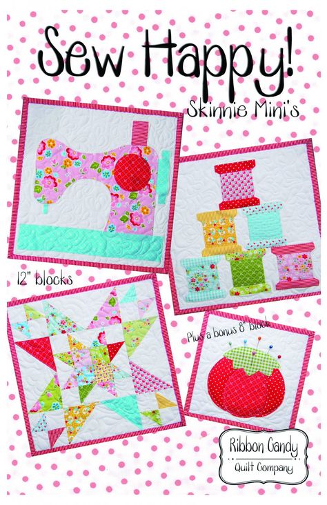 Sewing Machine Quilt Block, Quilting Stitch Patterns, Sewing Machine Quilting, Mini Quilt Patterns, Ribbon Candy, Miniature Quilts, Applique Pattern, How To Finish A Quilt, Sewing Rooms