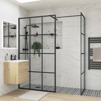 Signature Icon Wet Room Panel | SIGN100614 | 760mm | 8mm | Clear Black Framed Shower Screen, Koti Diy, Bedroom Ensuite, Walk In Shower Enclosures, Wet Room Screens, Wet Room Shower, Shower Panel, Master Shower, Wet Room