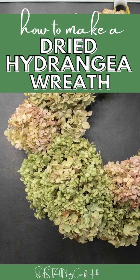 Using some lovely dried hydrangea flowers to arrange a large and impressive wreath is one of our favorite ways of prolonging the beauty of our summer gardens. Dried Hydrangeas Centerpiece, Dry Hydrangea Arrangements, Dried Hydrangea Wreath, Hydrangea Wreath Diy, Hydrangea Wreath Summer, Hydrangea Door Wreath, Fall Hydrangea Wreath, Large Hydrangea, Types Of Hydrangeas