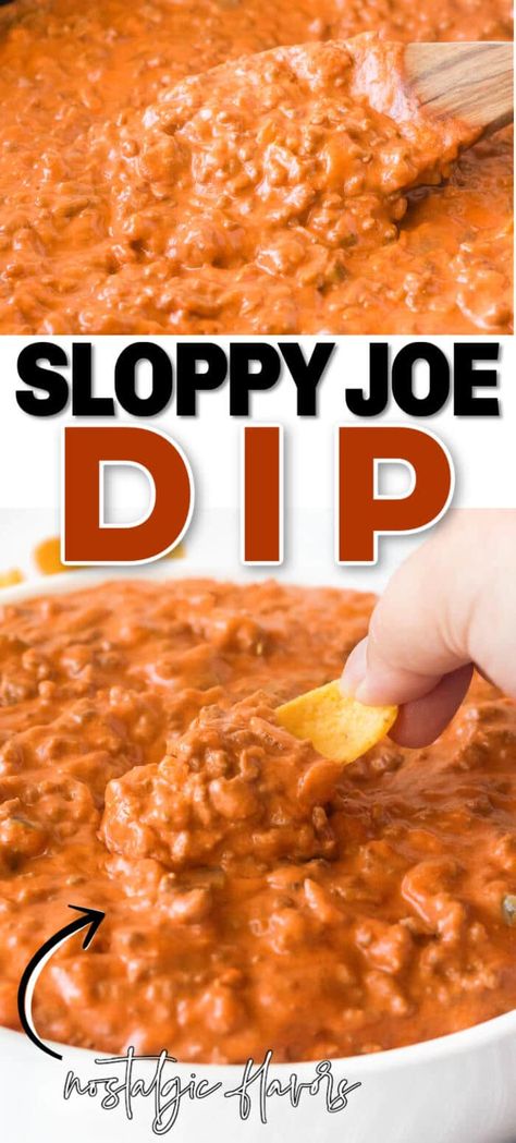 EASY SLOPPY JOE DIP RECIPE Sloppy Joe Dip Recipe, Sloppy Joe Dip, Sloppy Joes Dip, Sloppy Joes Easy, Homemade Crackers, Easy Party Food, Easy One Pot Meals, Sloppy Joe, Slow Cooker Pork