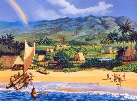 Herb Kane, Ancient Hawaii, Hawaiian Monk Seal, Hawaiian Artists, Hawaiian History, Polynesian Village, Polynesian Art, Hawaii Art, Hawaiian Art