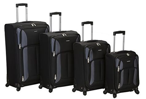 Luggage Tags Collections | Rockland Luggage Impact Spinner 4 Piece Luggage Set Black One Size *** Continue to the product at the image link. Note:It is Affiliate Link to Amazon. Rockland Luggage, Hard Case Luggage, Excess Baggage, Stylish Luggage, Spinner Luggage Sets, Hardside Luggage, Best Luggage, Spinner Luggage, Bag Suitcase