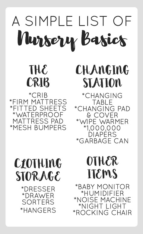 Getting ready for a baby? Setting up a nursery can be overwhelming, so begin with the basics. Here is a list of all you really need before bringing baby home! Nursery On A Budget Apartments, Setting Up Nursery Checklist, Setting Up Nursery, Nursery Needs List, Setting Up A Nursery, How To Set Up A Nursery, Basic Nursery Ideas, Baby Nursery Ideas Small Room, Baby Set Up In Parents Room