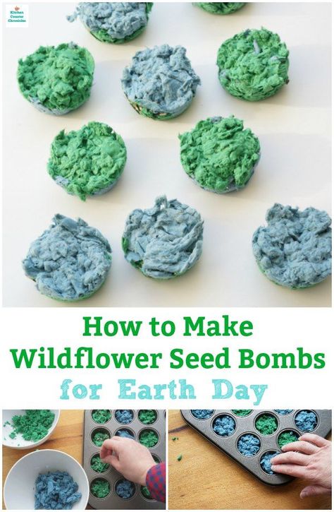 This is a super simple garden project to do with the kids - how make a seed bomb and spread wildflowers around your neighbourhood for Earth Day.   #wildflowerseedbomb #seedbombactivity #easypaperseedbomb #scienceforkids #gardeningwithkids #diygardenproject Ecology Crafts For Kids, 4h Demonstration Ideas Kids, Environmental Crafts For Kids, Sustainable Crafts For Kids, Earth Day Kids Crafts, Earth Day Projects For Kids, Earth Day Recycle Projects, Garden Projects For Kids, Earth Day Crafts For Kids