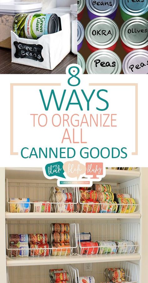 8 Ways to Organize ALL Canned Goods| Organization, Canned Good Organization, Pantry Organization, DIY Pantry Organization, Pantry Organization Ideas, Canned Goods, Canned Good Organization, Home Organization, DIY Kitchen Organization, Popular Pin #Organization #CannedGoods #KitchenOrganization #PantryOrganization Deep Pantry Organization, Deep Closet, Diy Pantry Organization, Ocd Organization, Small Pantry Organization, Pantry Organization Ideas, Organized Pantry, Pantry Makeover, Organization Pantry