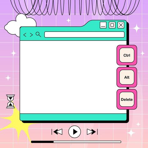 Computer Window Template, Retro Windows Aesthetic, Retro Computer Interface, Retro Internet Aesthetic, Retro Style Graphic Design, Windows Tab Aesthetic Computer, Computer Window Aesthetic, Y2k Computer Aesthetic, Old Computer Icons