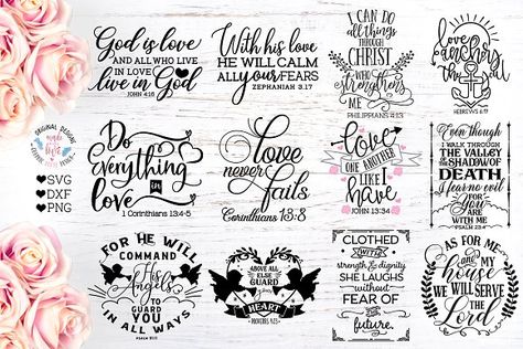 Bible Verses Bundle - Faith SVG Cut by Graphichousedesign on @creativemarket Illustrator Typography, Bible Svg, Wedding Svg, Faith Svg, Wedding Clipart, Faith Bible, Svg Design, Svg Cuts, Design Bundles