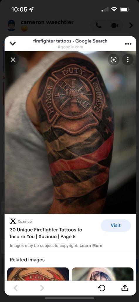 Firefighter Forearm Tattoo, Tattoo Ideas For Men Firefighter, Tattoos For Firefighters, Fire Fighter Tattoos For Men, Firemen Tattoo Ideas, Fire Helmet Tattoo, Fire Dept Tattoos, Fire Department Tattoos, Bull Tattoo Ideas