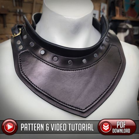 A Leather Armor Pattern for your neck, called a gorget. Create this for SCA, LARP, Costumes, Cosplay, or anything else you can think of. This neck armor pattern comes with multiple sizes and an easy to follow tutorial video.Be sure to check out all the other Leather Armor Patterns here on Dark Horse Workshop to help build out your own suit of Leather Armor. This pattern comes with both PDF and SVG Laser files.You can also check out the Blog Post on this Gorget Build: Making a Leather GorgetWant Leather Gaiters Pattern, Leather Gorget Pattern, Leather Armor Pattern, Leather Mask Pattern, Neck Armor, Leathercraft Projects, Armor Tutorial, Armor Pattern, Larp Costumes