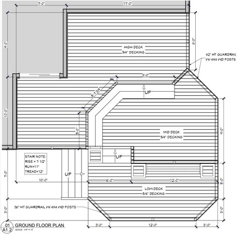 Deck Plan 18-26 - Decksgo Plans Deck Shape Ideas, Curved Deck, Deck Plan, Small Staircase, Exterior House Renovation, Deck Framing, Deck Layout, Deck Shapes, Frame Layout