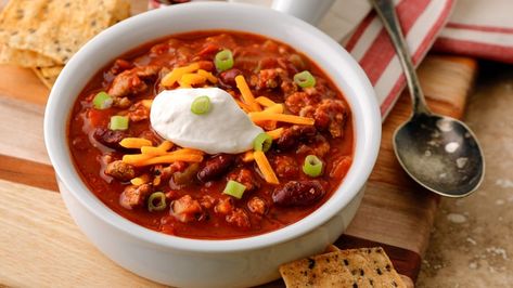 Turkey Chili in the Philips Soup Maker | Philips-Turkey Chili in the Philips Soup Maker | Philips Soup Maker Recipes, Chili Toppings, Chili Recipe Turkey, Soup Maker, Crockpot Chili, Slow Cooker Chili, Spicy Chili, Most Popular Recipes, Chili Recipe