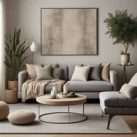 Gray Condo Interior, Gray Sofa Accent Pillows, Gray Minimalist Living Room, Japandi Living Room Grey Sofa, Living Room 2 Couches, Area Rug With Gray Couch, Mix And Match Sofas Living Room, Gray Sofa Decor Ideas, Gray Sofas Living Room Decor