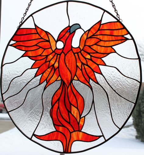 Stained Glass Phoenix Tattoo, Phoenix Stained Glass Pattern, Stained Glass Wings, Stained Glass Fire, Angel Wings Stained Glass Patterns, Stained Glass Tattoo, Art Resin, Tiffany Glass Art, Stained Glass Patterns Free