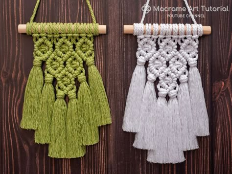 Macrame Wall Hanging For Beginners, Macrame Mini Wall Hanging, Macrame Mini, Mini Wall Hanging, Mini Macrame Wall Hanging, Small Macrame Wall Hanging, Macrame Wall Hanging Tutorial, Macrame Knots Tutorial, Boho Crafts Diy