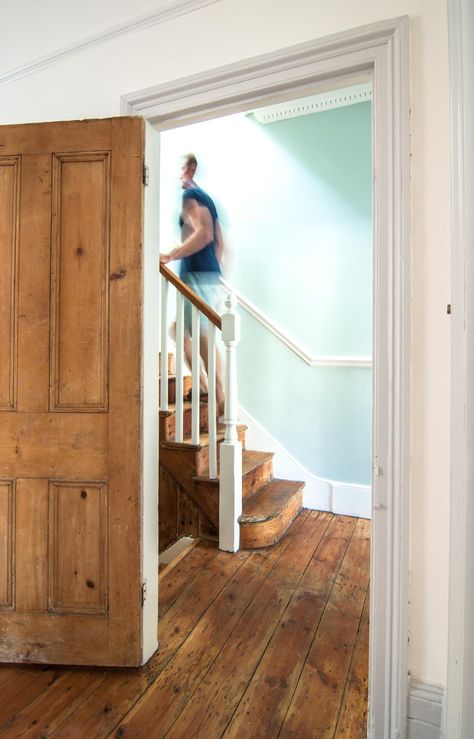 Staircase Victorian terraced house renovation Stoke Newington London Staircase Victorian, Pitched Ceiling, Victorian Terraced House, Van Der Straeten, Timber Structure, Farrow And Ball, Victorian Terrace, Terraced House, House Renovation