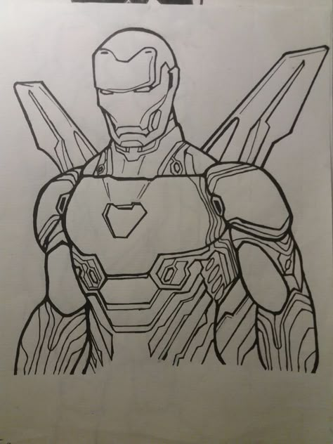 Line art of Iron man Mark 50 suit from Infinity War. Love you 3000!! Iron Man Suit Drawing, Iron Man Drawing Easy, London Art Drawing, Iron Man Sketch, Iron Man Mark 50, Iron Man Drawing, Iron Man Tattoo, Marvel Art Drawings, Suit Drawing