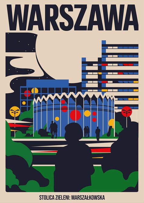 WARSAW CITYSCAPE on Behance Kirby Poster, Campaign Posters, Art Deco Posters, Art Deco Period, Mascot Design, Design Business, Super Smash Bros, Graphic Design Branding, Smash Bros