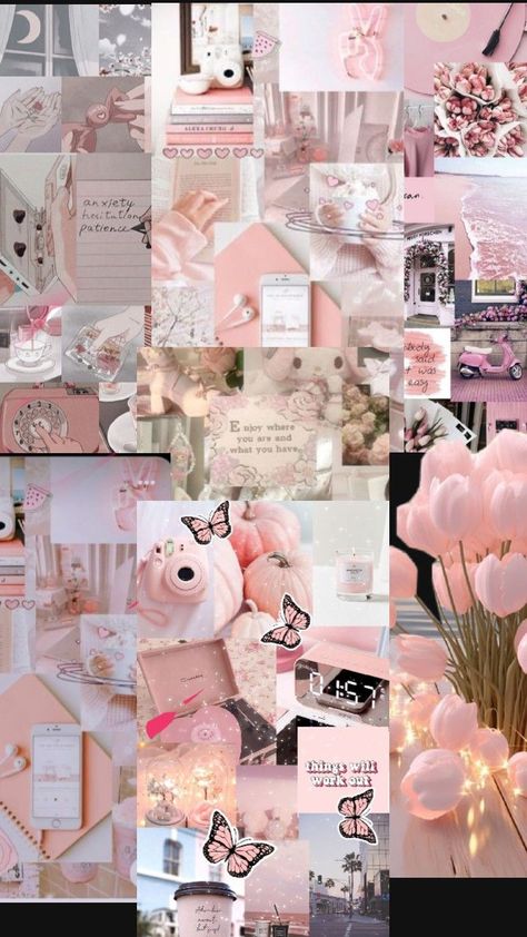 Cute Pink Wallpaper Collage, Cute Iphone Wallpaper Collage, Aesthetic Photos Girly, Pink Aesthetic Lockscreen Iphone, Asthetic Picture Wallpaper Pink, Cute Trendy Wallpaper, Luxury Pink Aesthetic, Collage Wallpaper Pink, Wallpaper Iphone Collage