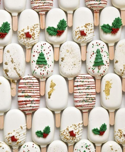 Christmas Cakesicles, Homemade Christmas Cake, Chocolate Dipped Treats, Cake Pop Designs, Christmas Themed Cake, Christmas Treats Boxes, Cake Pop Decorating, Christmas Cake Pops, Get Ready For Christmas