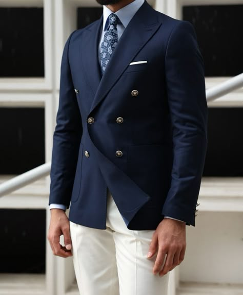 Two Tone Suits Mens, Navy Blue Double Breasted Blazer Men, Navy Blue And White Suit Men, Mix Suits Men, Navy Suit And Tie Combinations, Dark Blue Double Breasted Suit Men, Navy Blue Suit Men Color Combinations Wedding, Blue Suit Jacket Combinations, Navy Double Breasted Suit Men