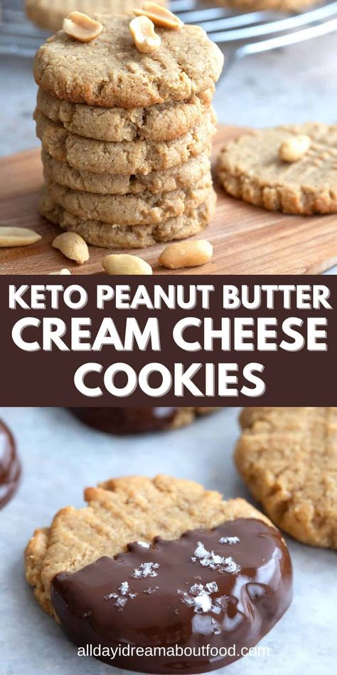 Keto Peanut Butter Recipes Low Carb, Peanut Butter Cream Cheese Keto, Easy Keto Peanut Butter Cookies, Peanuts Butter Recipes, Keto Peanut Butter Cream Cheese Cookies, Keto Peanut Butter Cookies Almond Flour, Keto Cream Cheese Recipes Desserts, Keto Baked Desserts, Low Carb Peanut Butter Recipes