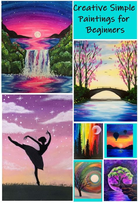 30 Creative Easy Painting Ideas for Beginners, Easy Landscape Painting – Art Painting Canvas Water Scenery Paintings, Multi Canvas Painting Ideas Easy, How To Paint A Tree Acrylic, Diy Mountain Painting, Diy Painting Canvas Easy Wall Decor, Painting Ideas For Teens, Paint Inspo Easy, Easy Paintings For Kids, Paint Tutorial Step By Step