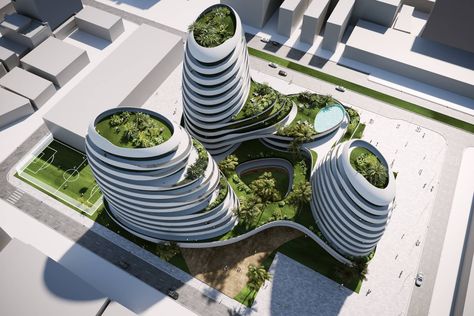 Urban Oasis - ON-A.  |  Empowering Architectural Ideas Oasis Drawing, Shopping Center Architecture, Mountain Architecture, Architectural Ideas, Futuristic Building, Green Facade, Concept Models Architecture, Hotel Concept, Hotel Plan