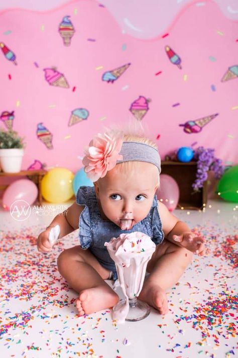 Katebackdrop鎷㈡綖Kate Pink Background with Ice Cream Summer cake smash Backdrop Designed by JFCC Willow Photoshoot, Calendar Photoshoot, Summer Backdrop, Summer Cake, Poses Family, Photoshoot Backdrops, 1st Birthday Photoshoot, First Birthday Pictures, Cake Smash Backdrop