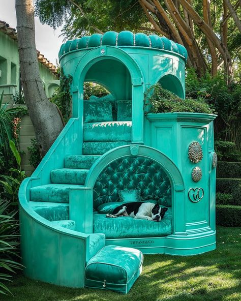 If only our canine friends also had the right to luxury. Art/Prompts by @ifonly.ai & @tinkertailorart AI-generated images (Midjourney) Victorian Dog House, Dog Mansion, Custom Cat Trees, Fancy Dog Beds, Luxury Dog House, Perro Shih Tzu, Dog Lounge, Cardboard Cat House, Dog Cave