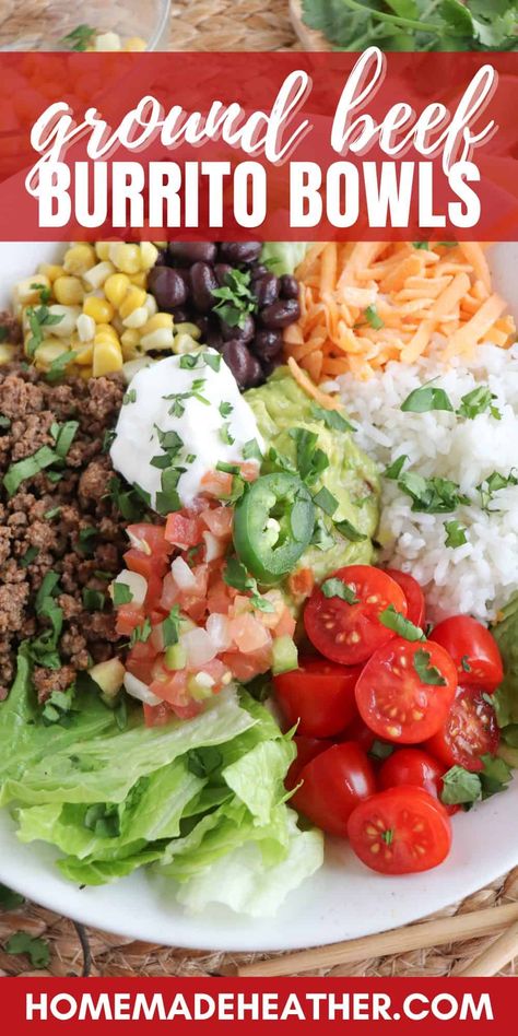 Spice up your dinner routine with this delicious beef burrito bowl recipe. With simple ingredients and a burst of flavor, it's the perfect weeknight meal option! Beef Burrito Bowl Recipe, Beef Burrito Bowl, Chipotle Recipe, Beef Bowl Recipe, Healthy Burrito Bowl, Burrito Bowl Recipe, Chipotle Burrito Bowl, Beef Burrito, Chipotle Recipes