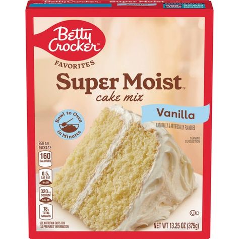 Betty Crocker Favorites Super Moist Vanilla Flavored Cake Mix, 13.25 oz - BettyCrocker.com Super Moist Vanilla Cake, Vanilla Cake Mix Recipes, Wasc Cake, Wasc Cake Recipe, Moist White Cake, Betty Crocker Cake Mix, Baking Mix Recipes, Betty Crocker Cake, Boxed Cake Mixes Recipes