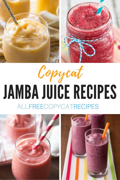 Craving the delicious, refreshing flavor of Jamba Juice smoothies? Now you can enjoy these quick and easy homemade versions whenever you like! White Gummy Bear Drink Jamba Juice, Juice It Up Recipes Smoothies, Copycat Jamba Juice, Disneyland Recipes, Jamba Juice Recipes, Jamba Juice Smoothies, Blend Jet, Lemonade Slushies, Alcoholic Treats