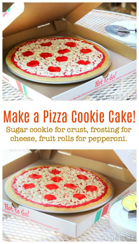 Pizza Cookie Cake, Giant Sugar Cookie, Pizza Birthday Cake, Sugar Cookie Pizza, Pizza Cookie, Pizza Party Birthday, Make A Pizza, Cookie Cake Designs, Pizza Pepperoni