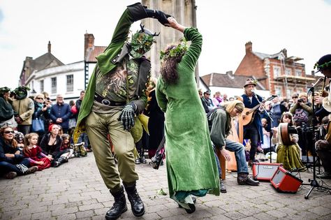 Beltane celebration in Glastonbury Green Man Festival, Celtic Festival, Vernal Equinox, Costumes Dance, May Day, People Dancing, Spring Equinox, Beltane, Band Photos