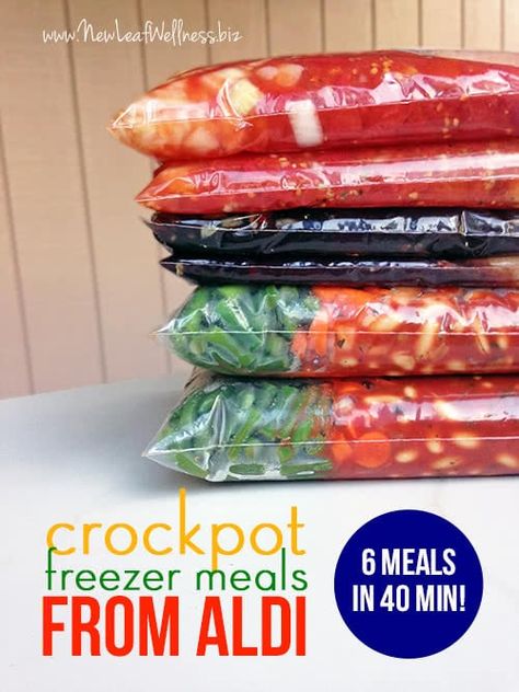 Six Crockpot Freezer Meals from ALDI in 40 Minutes | The Family Freezer Meals From Aldi, The Family Freezer, Crockpot Freezer Meals, Freezer Crockpot Meals Healthy, Family Freezer, Slow Cooker Freezer Meals, Cranberry Chicken, Freezer Meal Planning, Make Ahead Freezer Meals